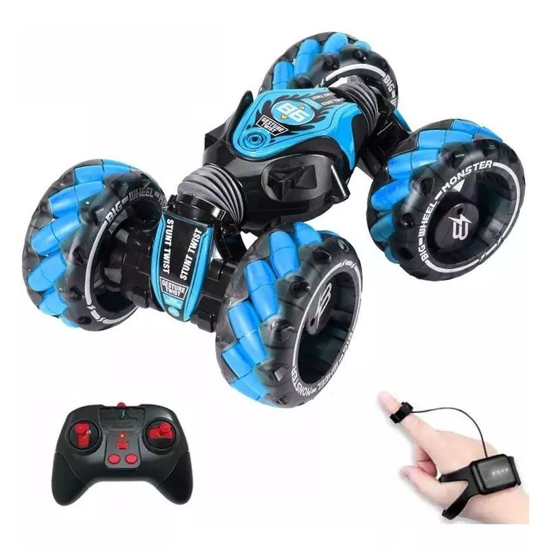 GENERICO - Carro Control Remoto Stunt 4x4 Sensor Manejo Mano Azul