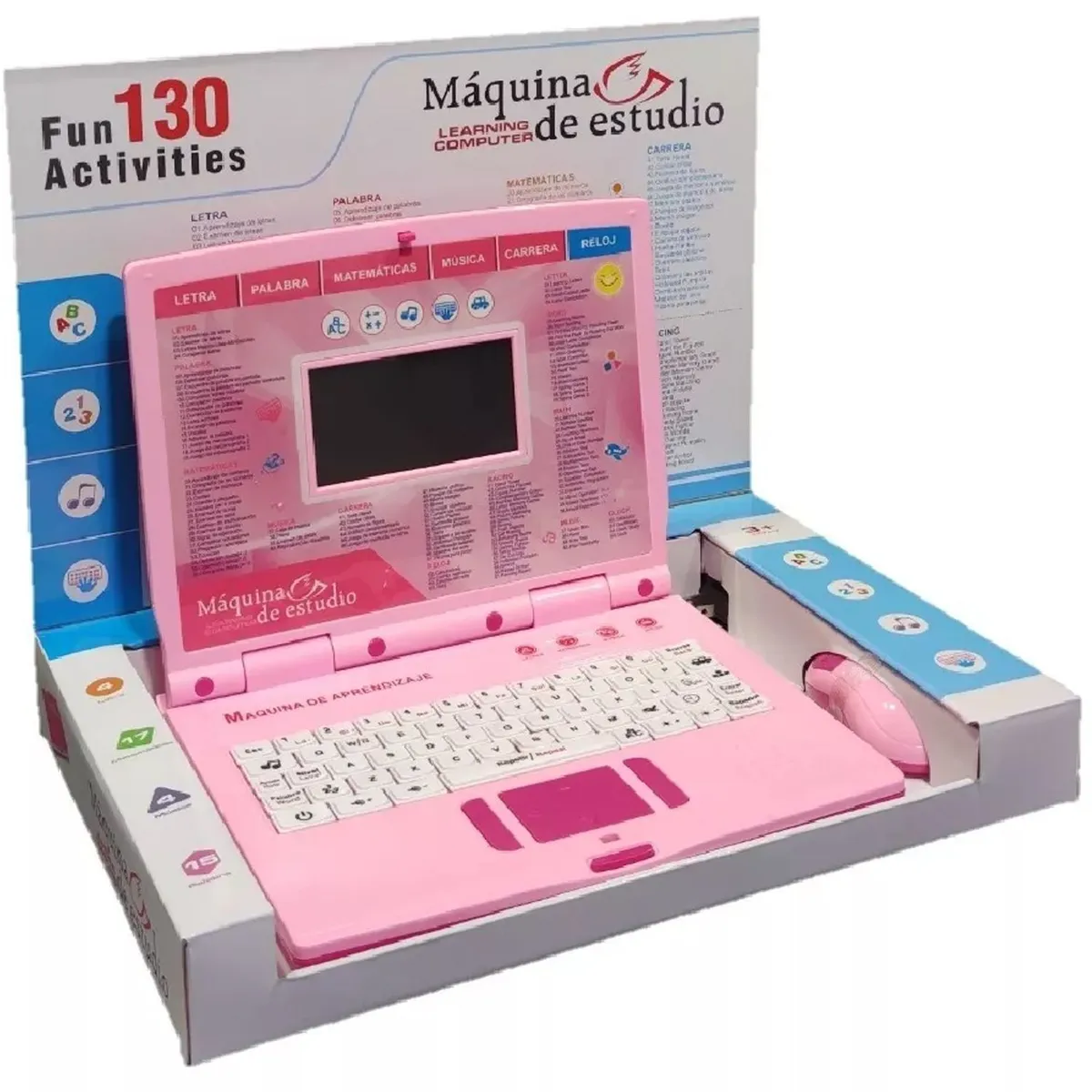 ONE PIXEL - Computador Didactico Infantil Portatil Para Niñas de Juguete 130 Funciones Rosado