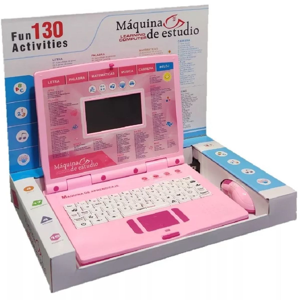 ONE PIXEL - Computador Didactico Infantil Portatil Para Niñas de Juguete 130 Funciones Rosado
