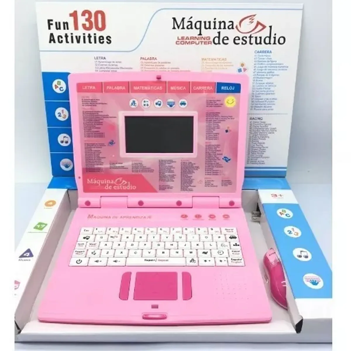 ONE PIXEL - Computador Didactico Infantil Portatil Para Niñas de Juguete 130 Funciones Rosado