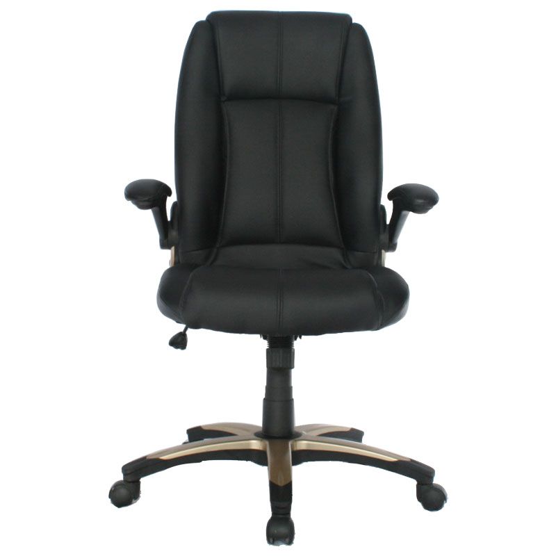 ZER - Silla de Oficina Ergonomica con Brazos Abatibles en Cuero PU Negra