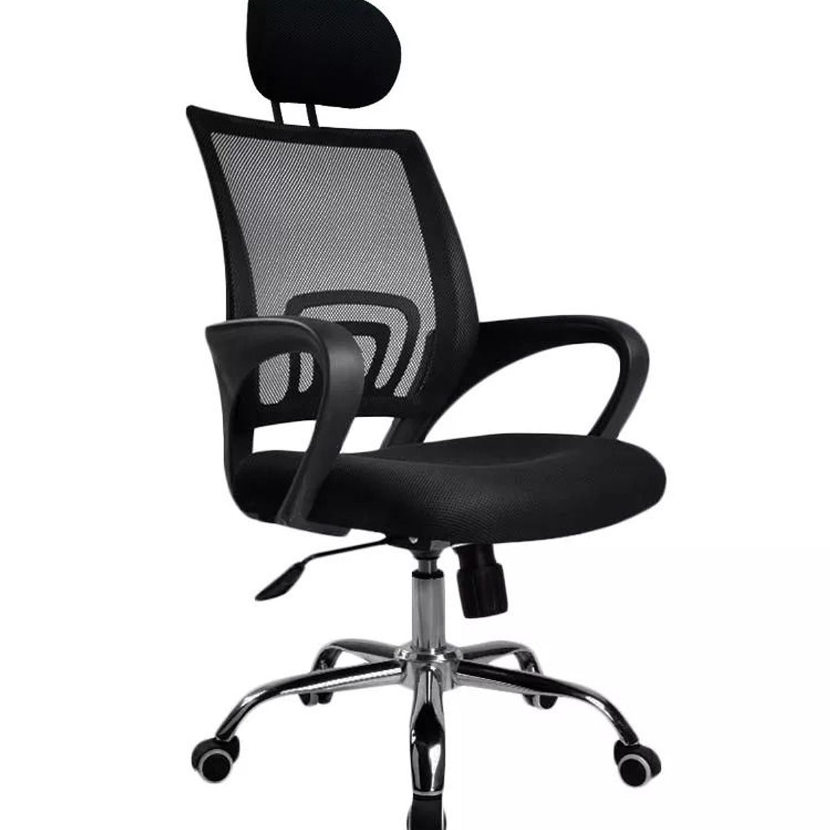 GENERICO - SILLA EJECUTIVA EN MALLA NEGRA CON CABECERO OFICINA