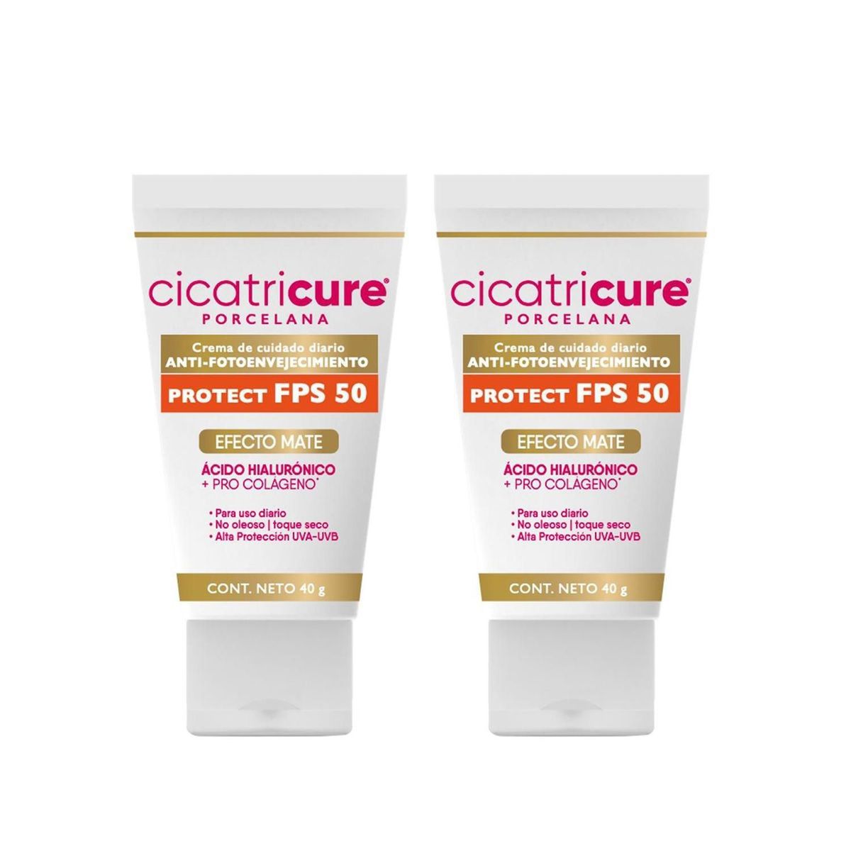 CICATRICURE - Crema Antiedad Protector FPS 50 Cicatricure Porcelana 40g X2