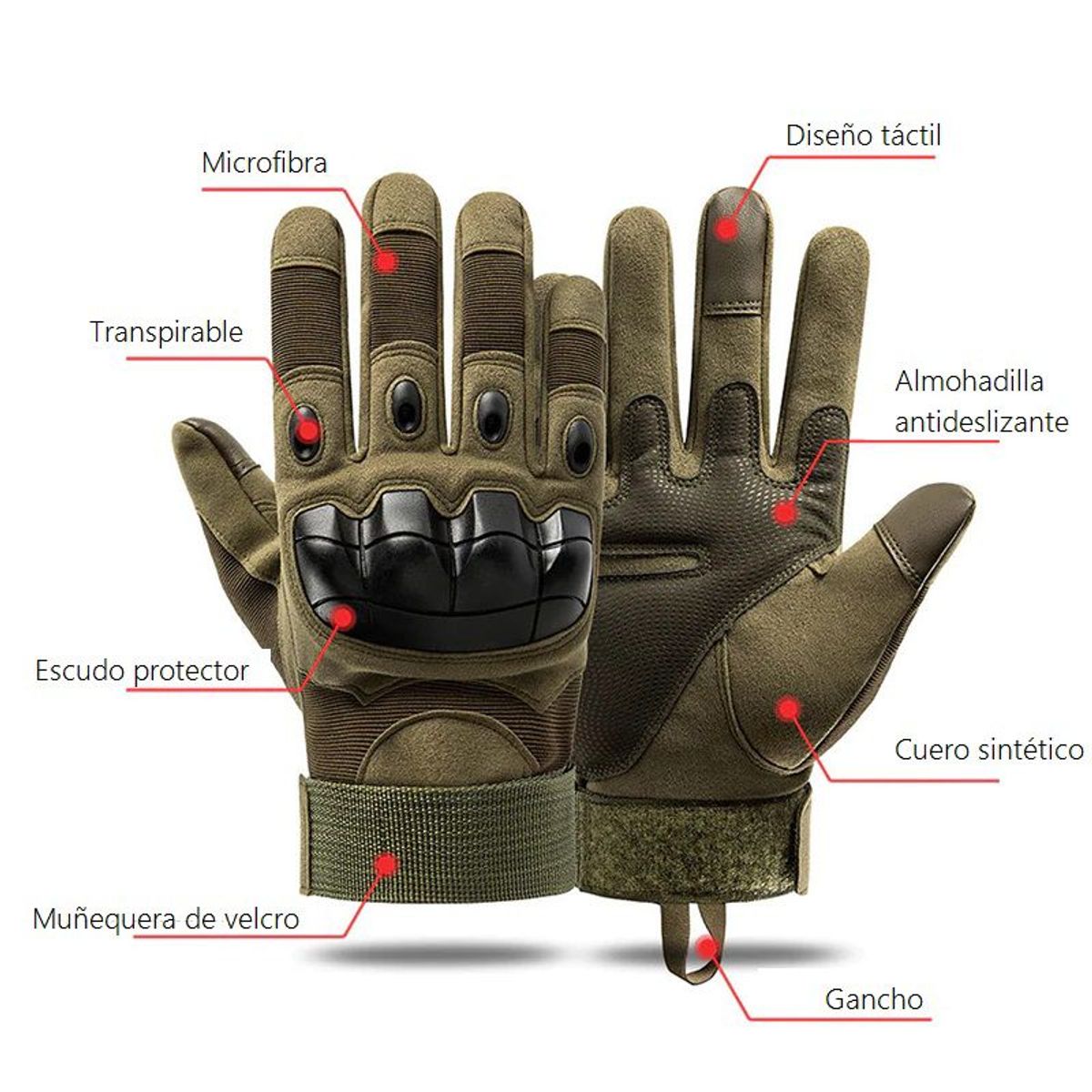 GENERICO - Guantes Para Moto Tácticos Protección Nudillos Negro L
