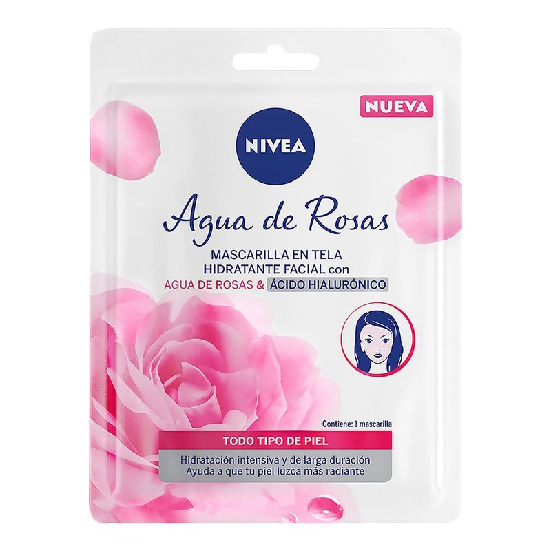 NIVEA - Mascarilla Facial en Tela Nivea Agua de Rosas 1 pieza