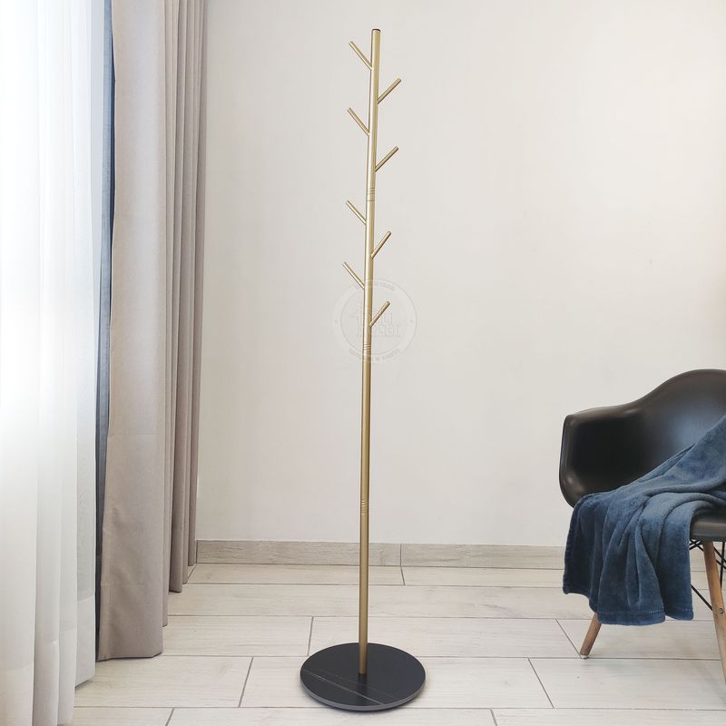 INDUHOGAR - Perchero de lujo color dorado con base tipo marmol marca induhogar