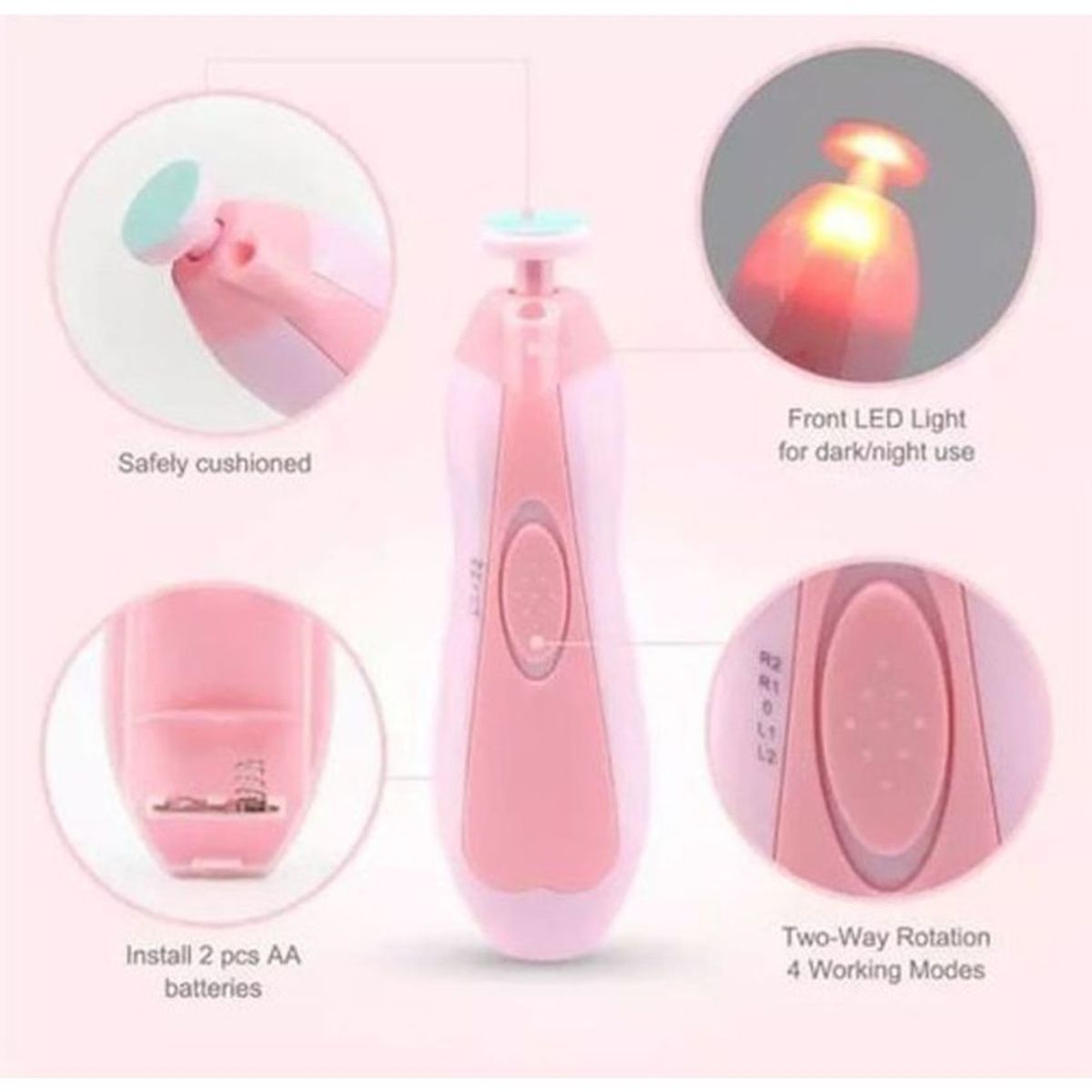 GENERICO - Lima eléctrica uñas para bebes rosa
