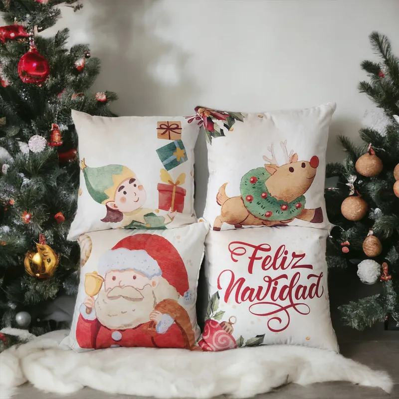 HOGARETO - Cojines De Navidad Set X 4 Incluye Relleno y Funda Con Cierre 502
