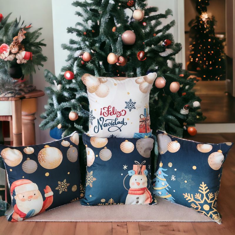 HOGARETO - Cojines De Navidad Set X 4 Incluye Relleno y Funda Con Cierre 501