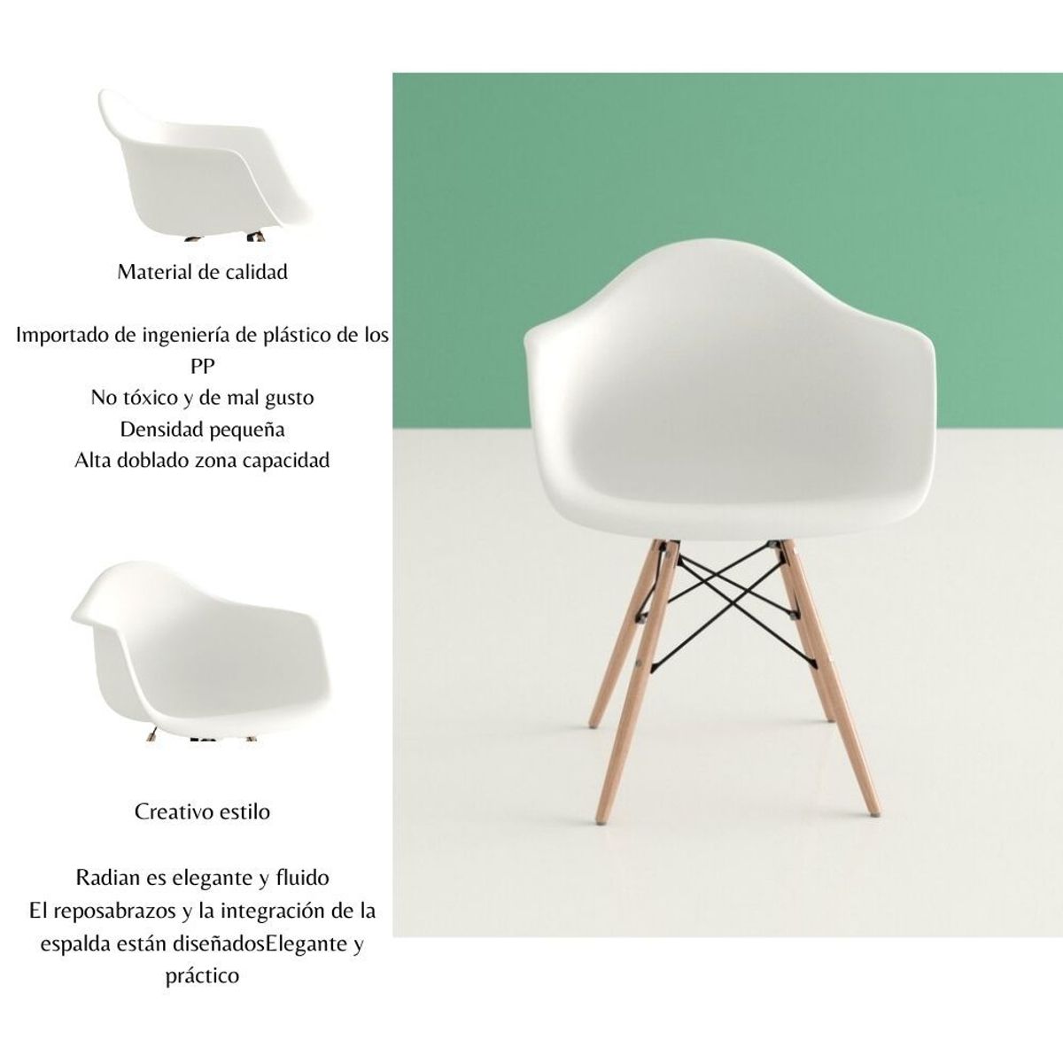 EKONOMODO COLOMBIA - Set x4 silla eames brazos Blanco