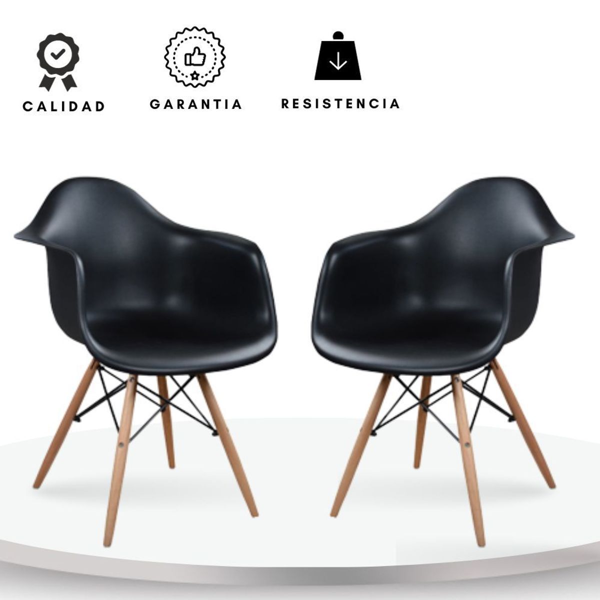 EKONOMODO COLOMBIA - Set x2 silla eames brazos Negro