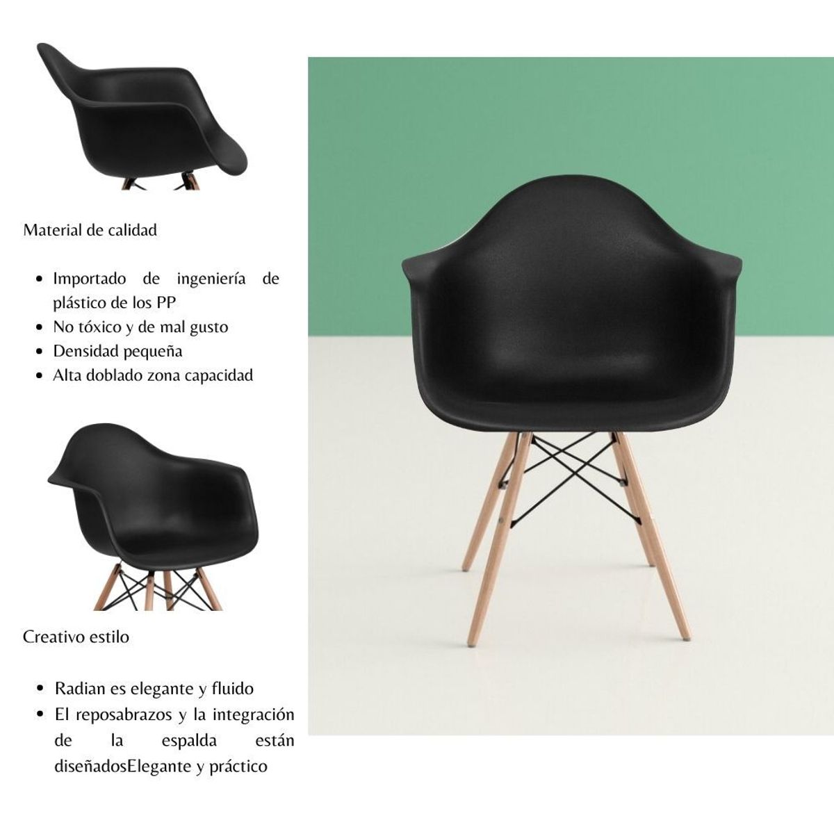 EKONOMODO COLOMBIA - Set x2 silla eames brazos Negro