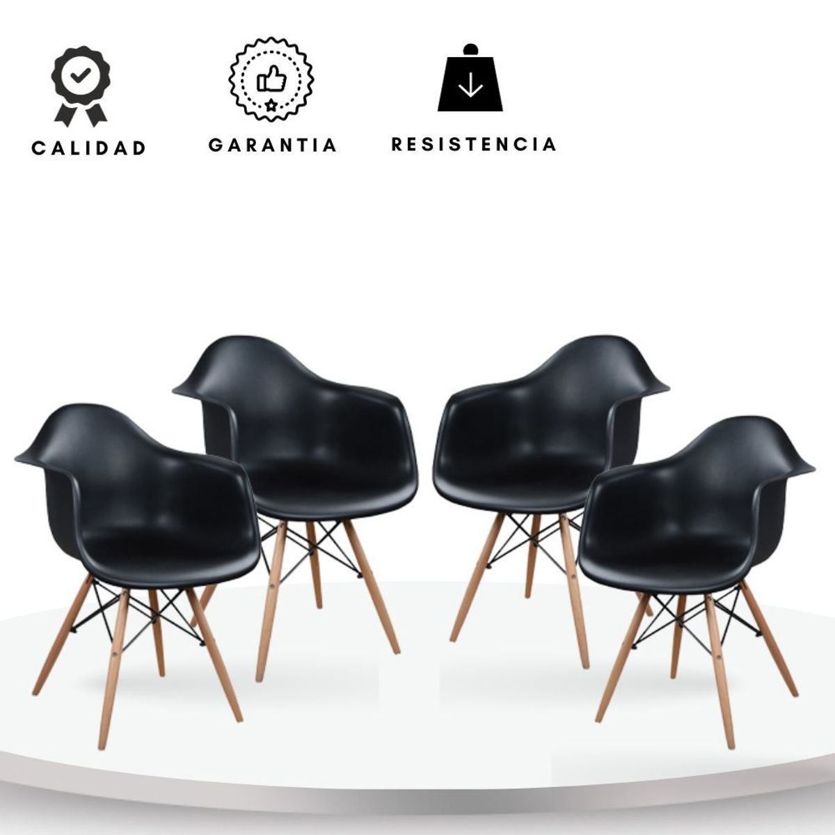 EKONOMODO COLOMBIA - Set x4 silla eames brazos Negro