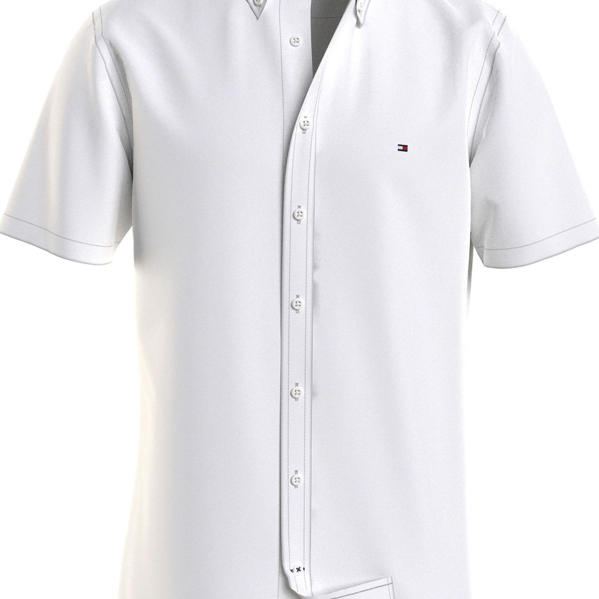 TOMMY HILFIGER - Camisa Manga Corta Liviana Oxford Corte Regular Hombre Blanco Tommy Hilfiger