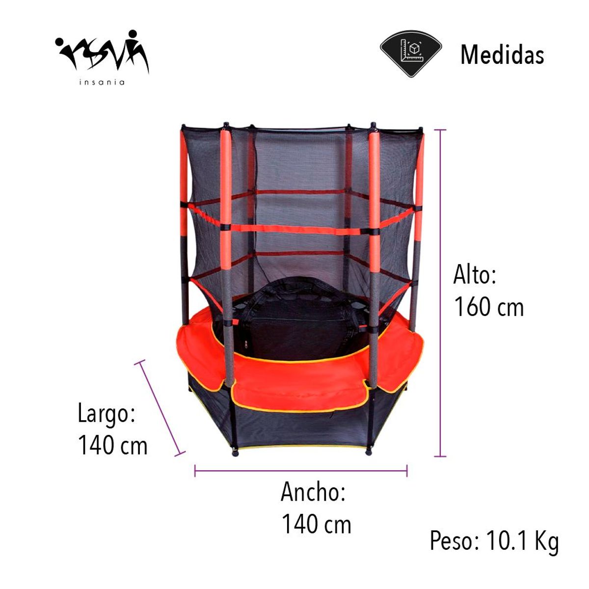 STAY ELIT - Trampolín Hexagonal Infantil con Malla de Seguridad Incluida Stay Elit
