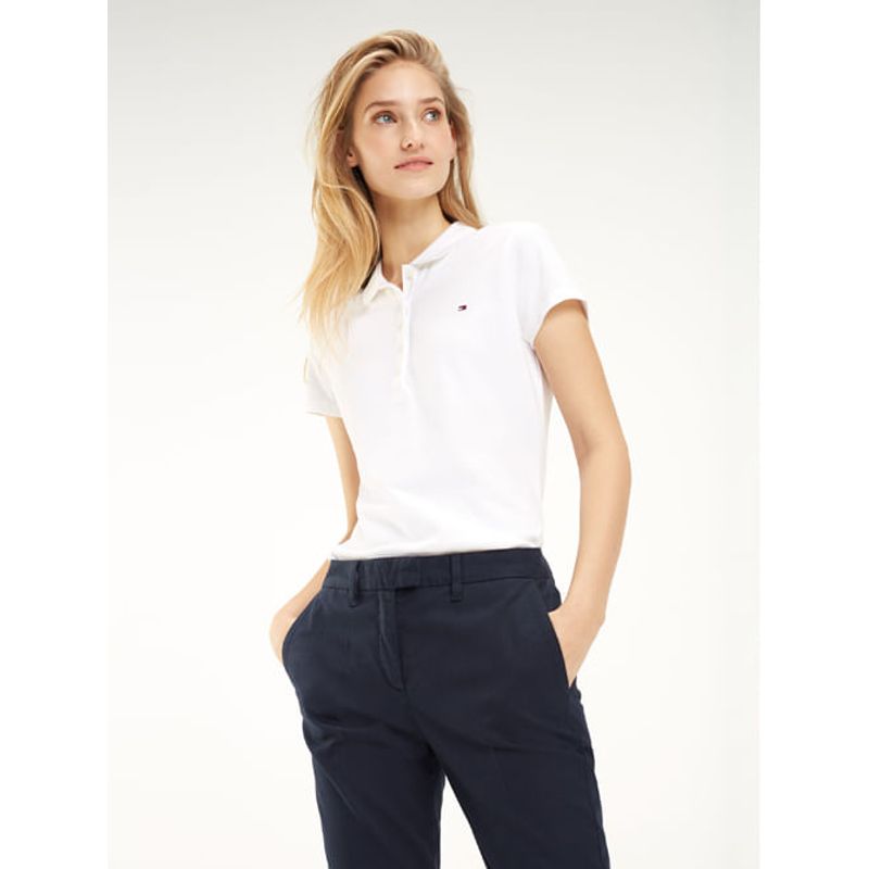 TOMMY HILFIGER - Polo Blanca Slim Fit Heritage Para Mujer Tommy Hilfiger