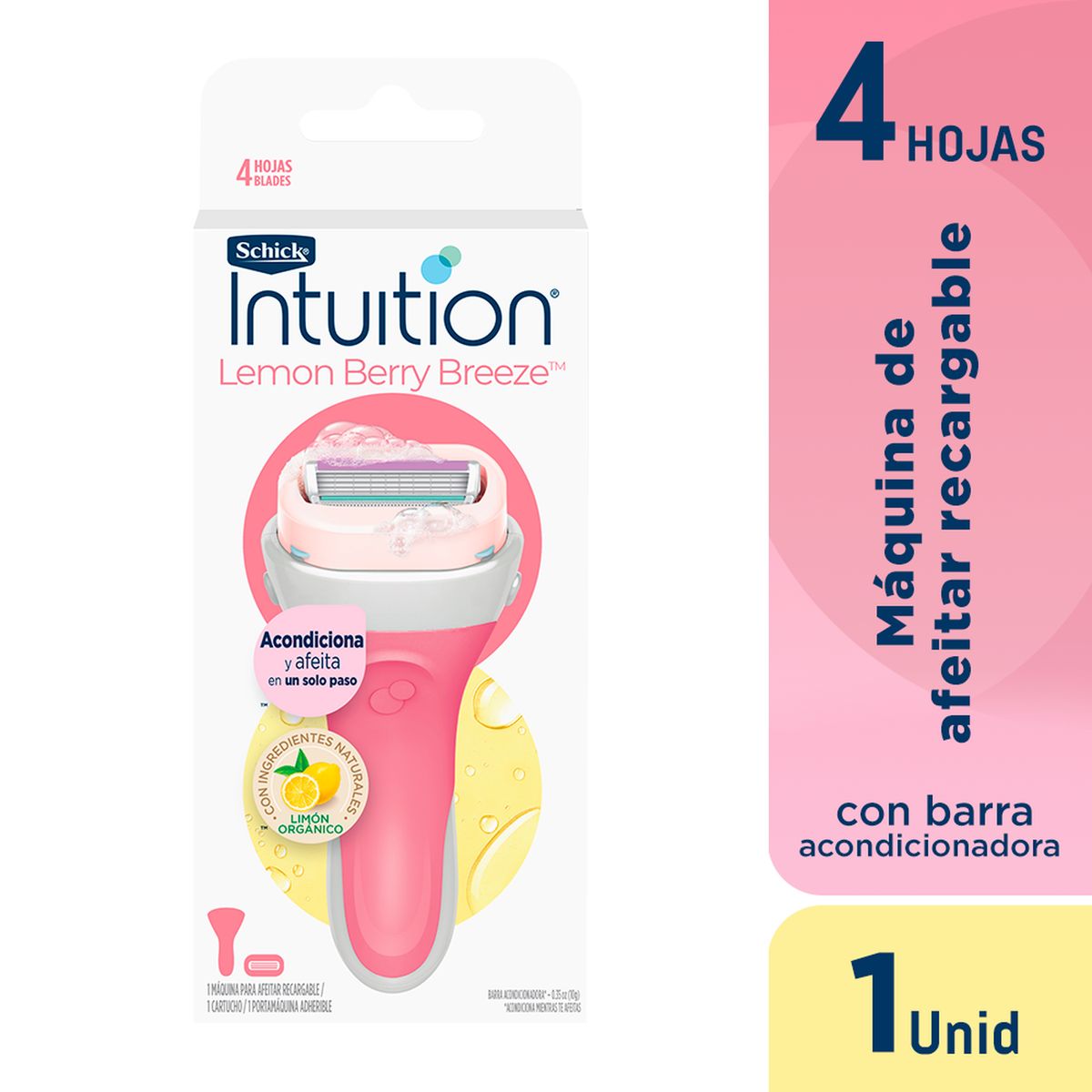 SCHICK - Schick Intuition Maquina de Afeitar Recargable con 4 Hojas