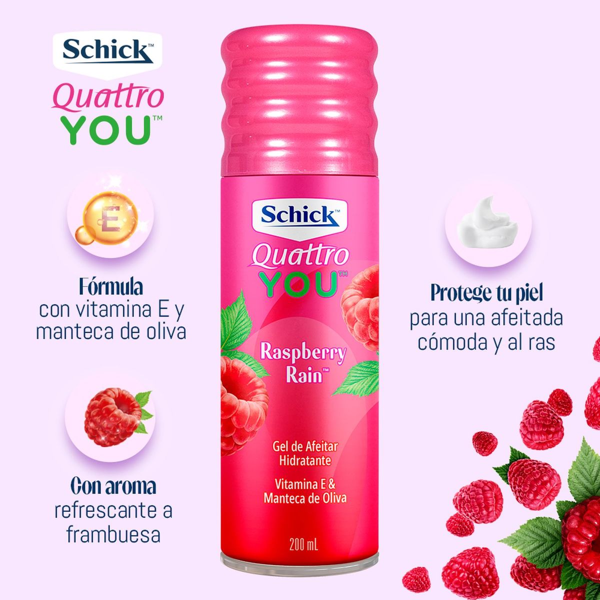 SCHICK - Gel de Afeitar Schick Quattro You Raspberry