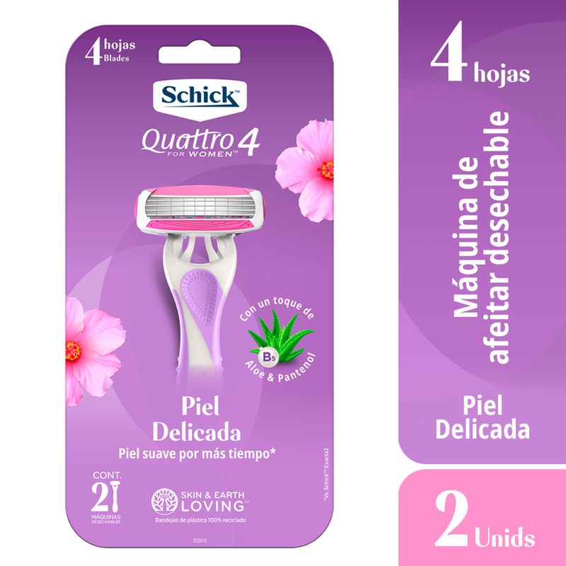 SCHICK - Maquina de Afeitar Schick Quattro Piel Delicada x2und