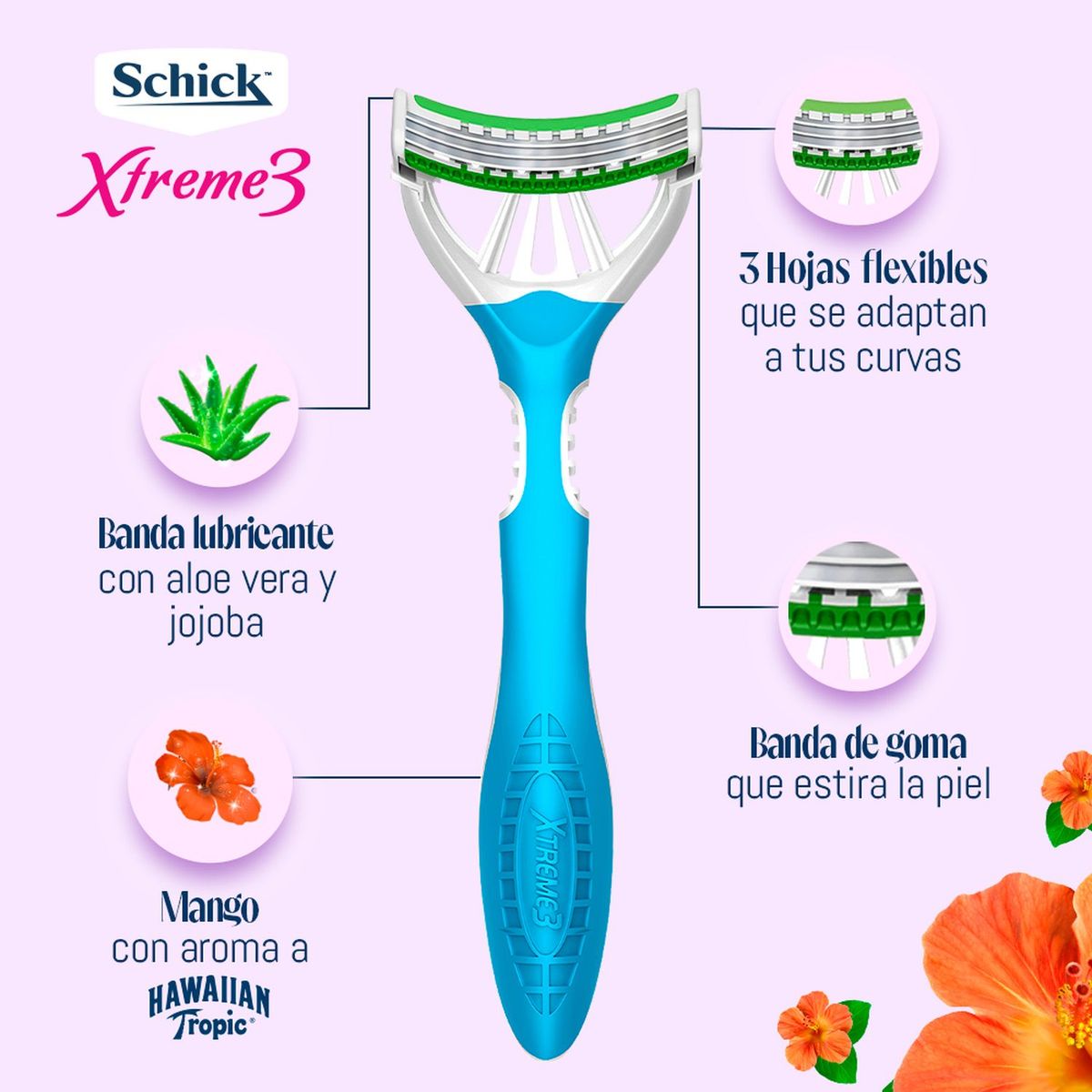 SCHICK - Maquina de Afeitar Schick Xtreme 3 Hawaiian Tropic x2und