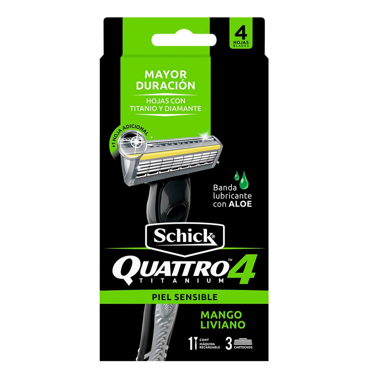 SCHICK - Schick Quattro4 Titanium Piel Sensible Maquina de Afeitar