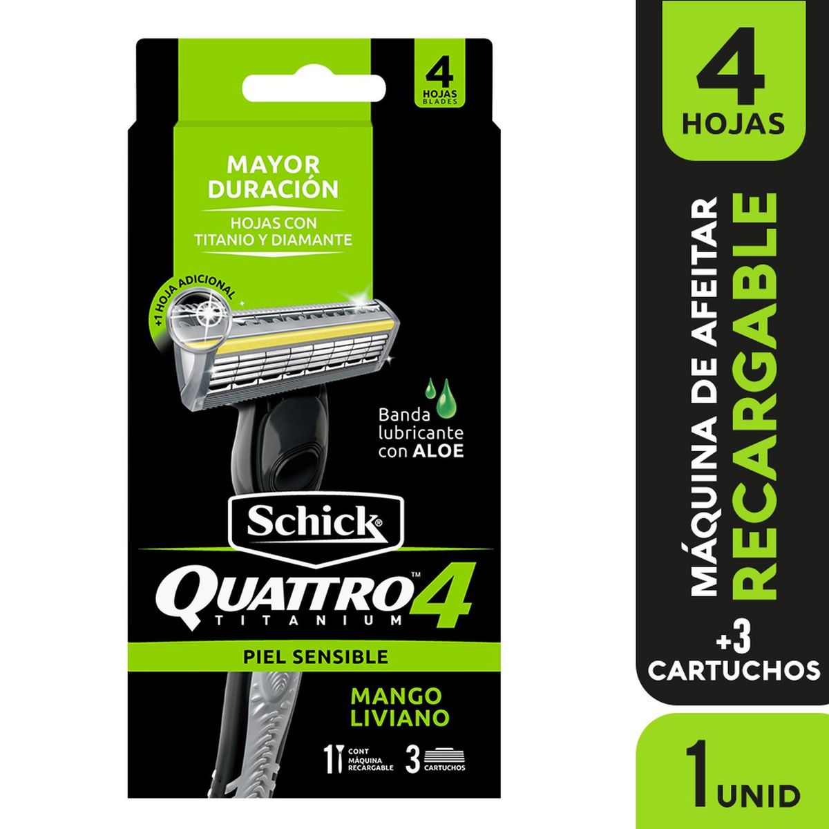 SCHICK - Schick Quattro4 Titanium Piel Sensible Maquina de Afeitar