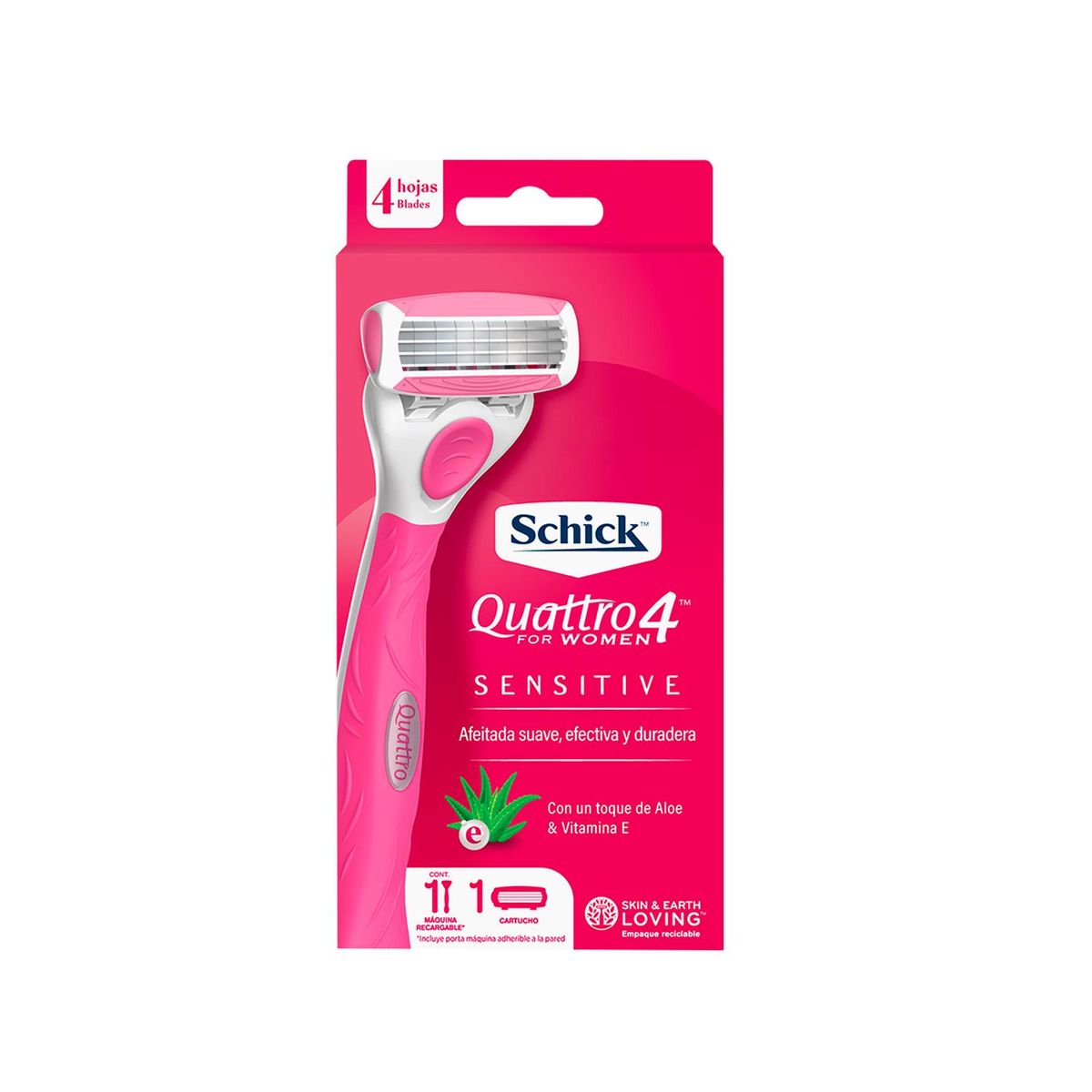 SCHICK - Schick Quattro4 Mujer Piel Sensible Maquina de Afeitar