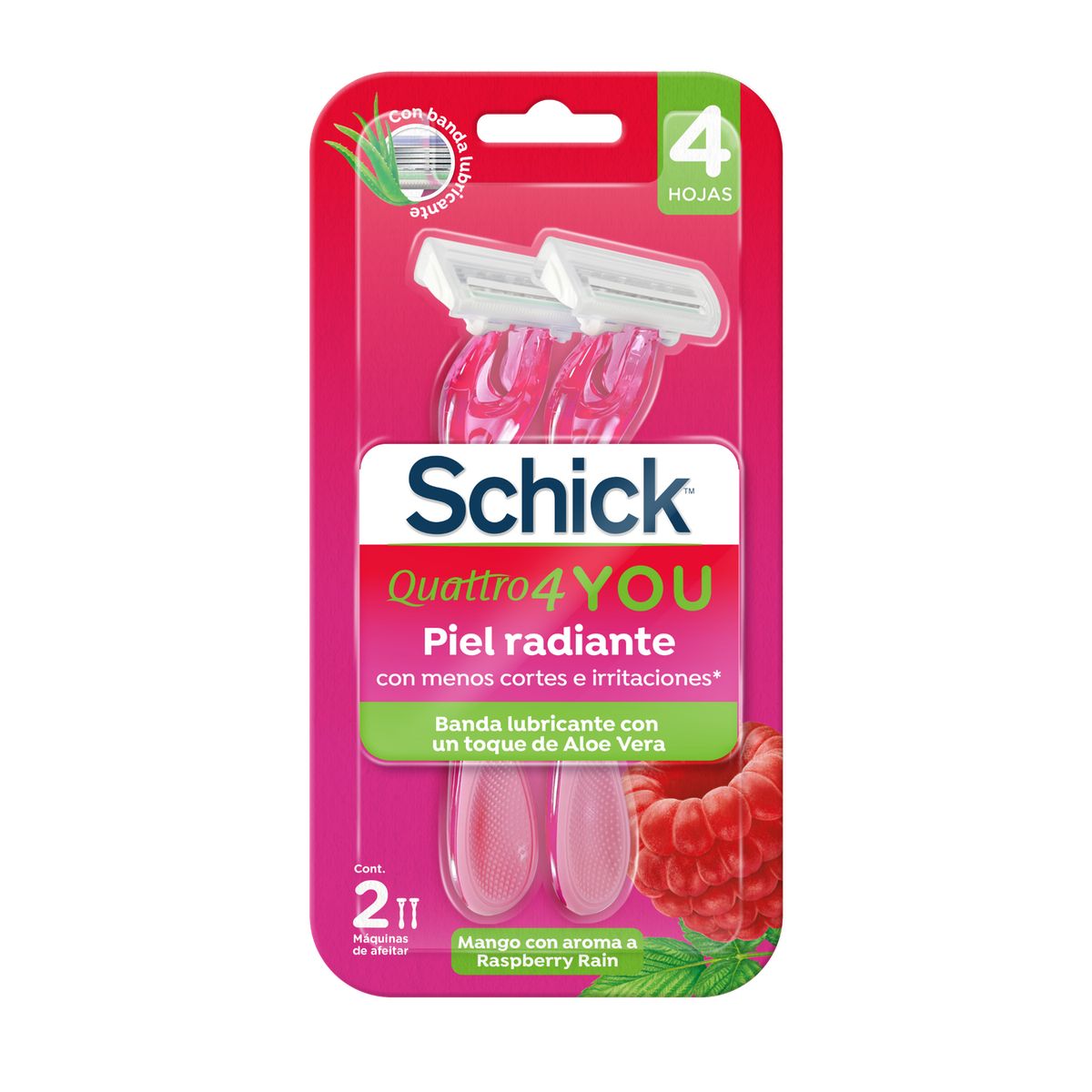 SCHICK - Maquina de Afeitar Schick Quattro You Raspberry.---
