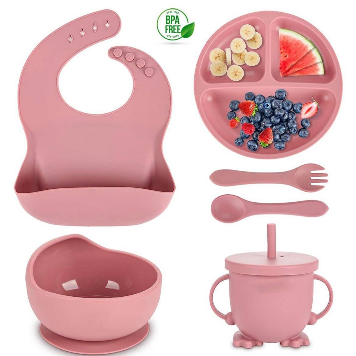 GENERICO - Set De Vajilla Silicona 6 Piezas Succion Para Bebes Sin Bpa
