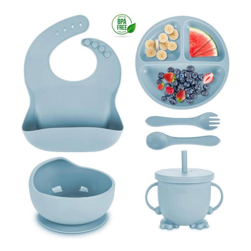 GENERICO - Set De Vajilla Silicona 6 Piezas Succion Para Bebes Sin Bpa