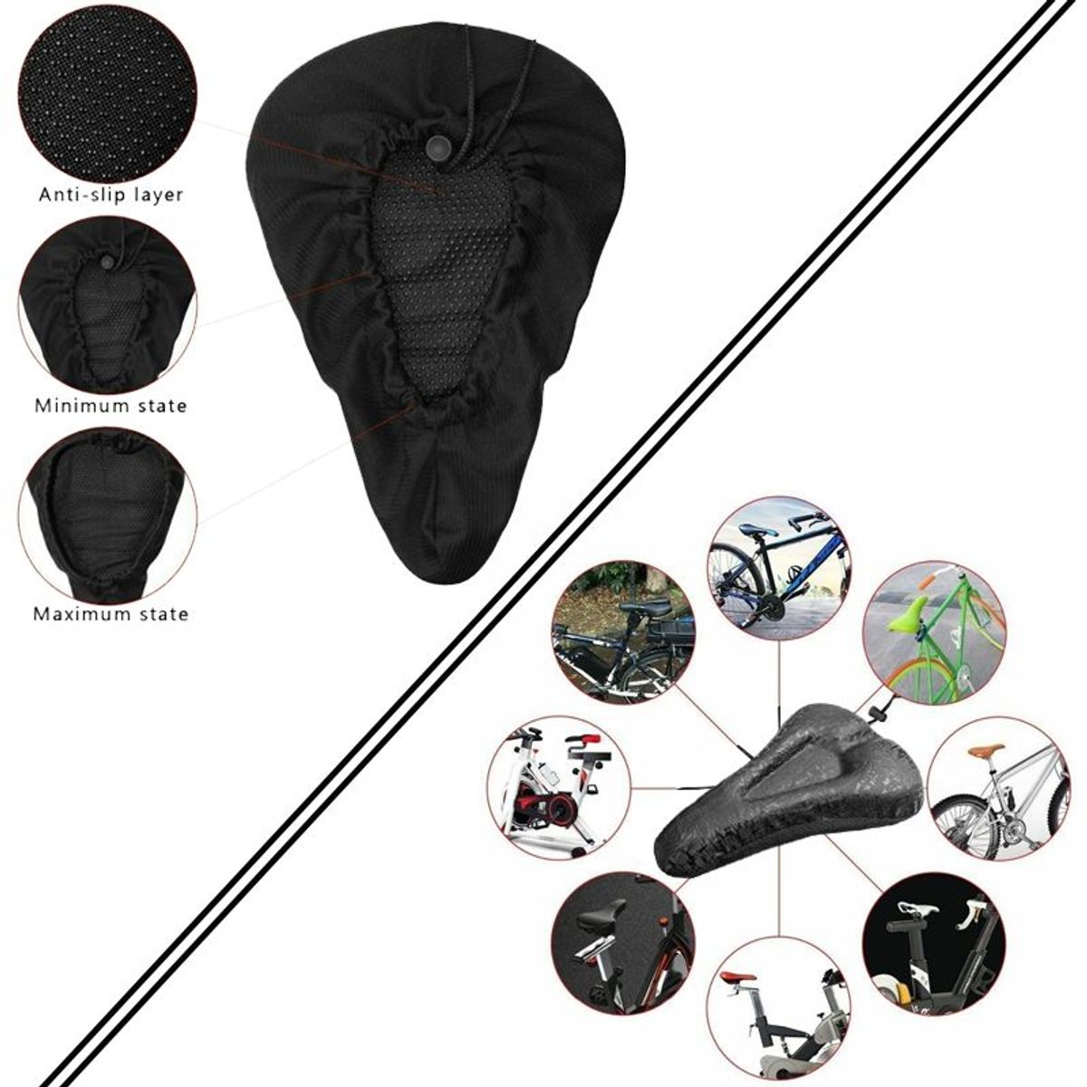 GENERICO - Forro Sillín Gel Cómodo Spinning Funda Mtb Ruta Bicicleta
