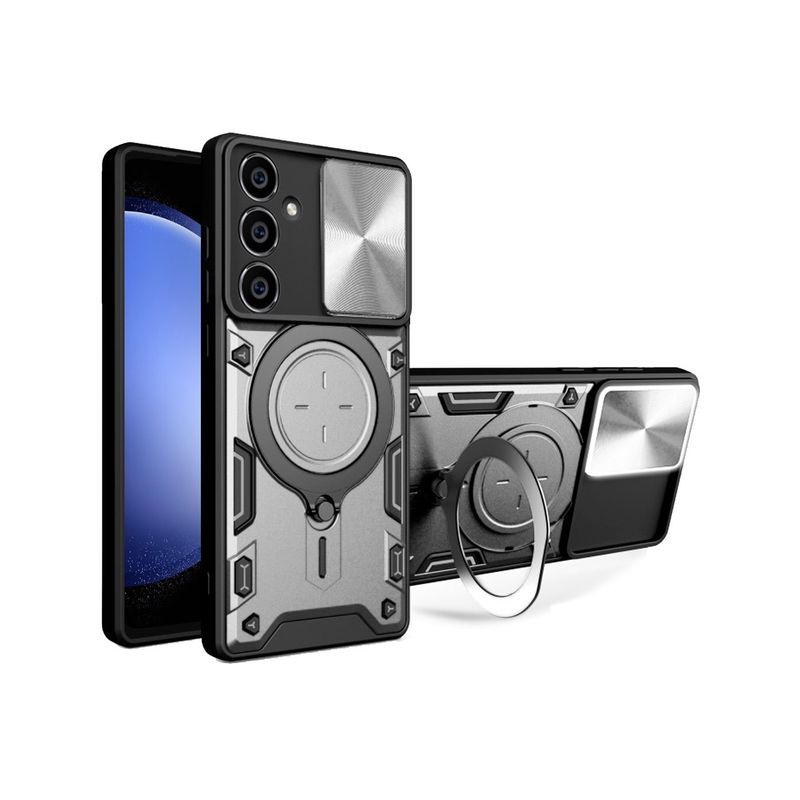GENERICO - Estuche Proteccion Camara Con Soporte Compatible Samsung S23 FE Gris