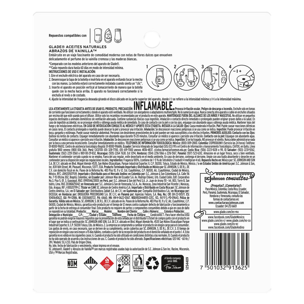 GLADE - Ambientador Galde Aceites Naturales Abrazos de Vainilla
