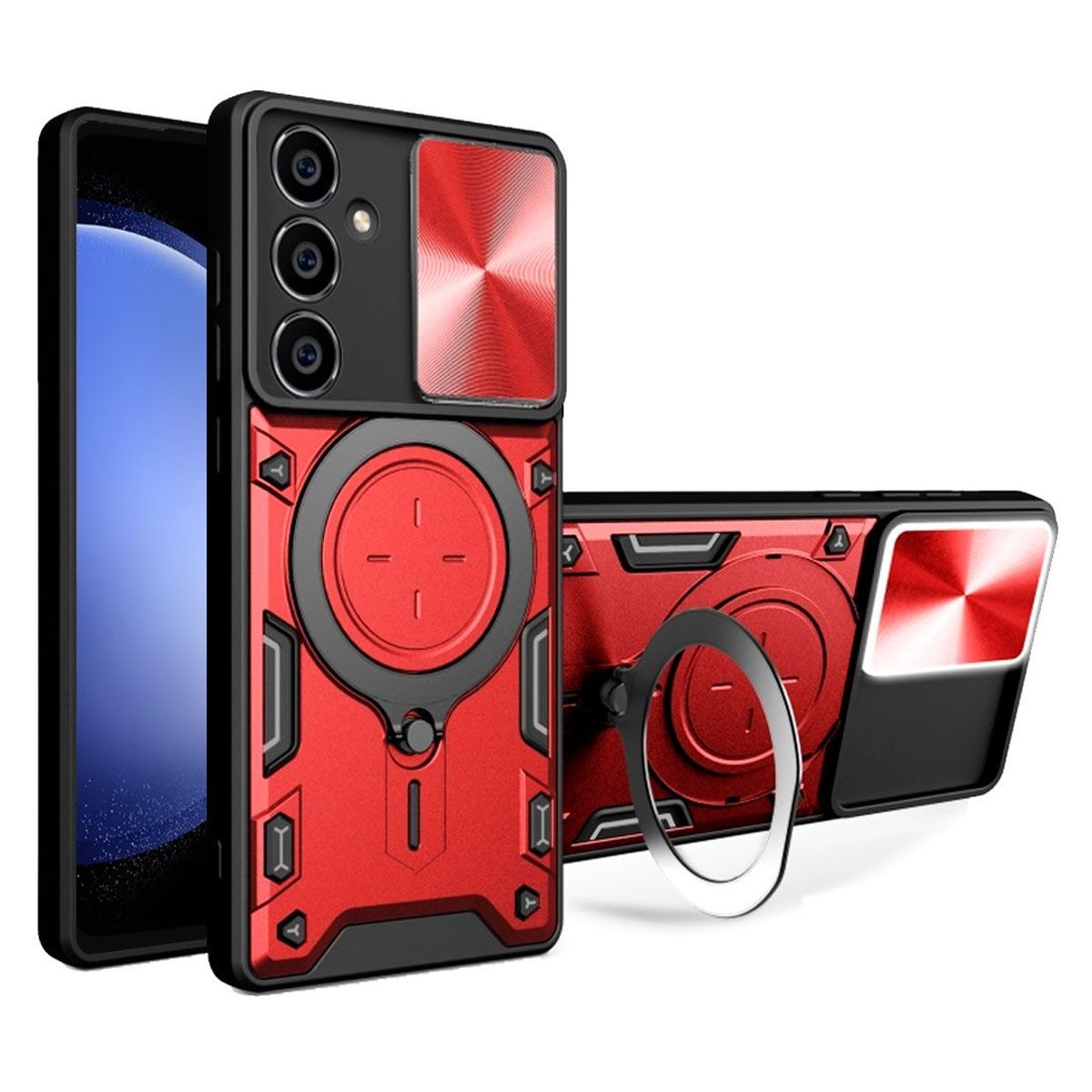 GENERICO - Estuche Proteccion Camara Con Soporte Compatible Samsung S23 FE Rojo