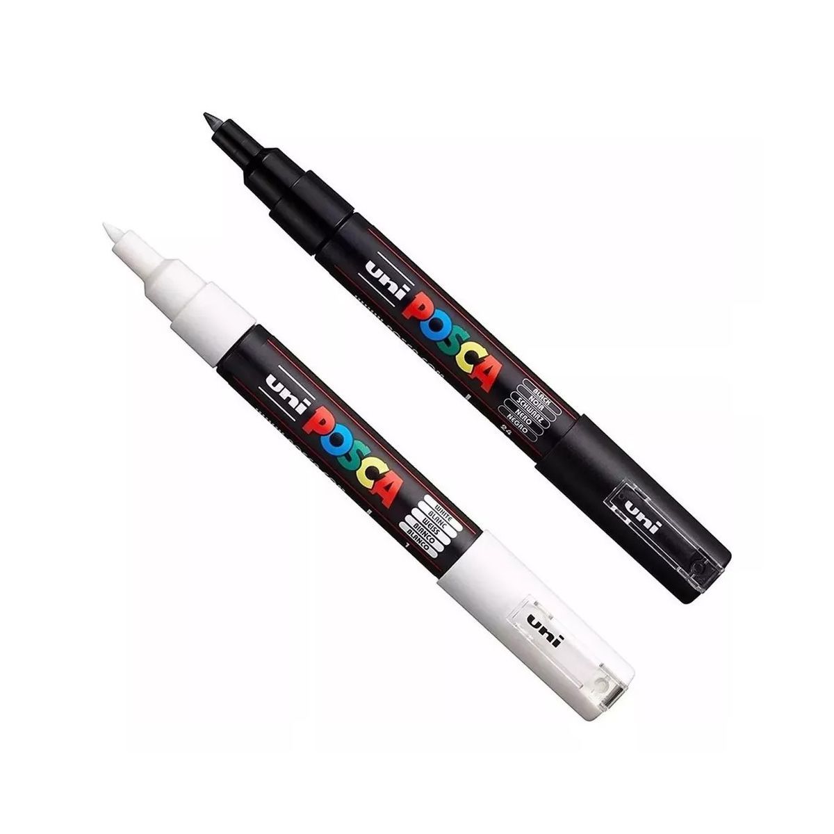 POSCA - Marcador Posca Pc-1m Punta Extra Fina Color Blanco Y Negro