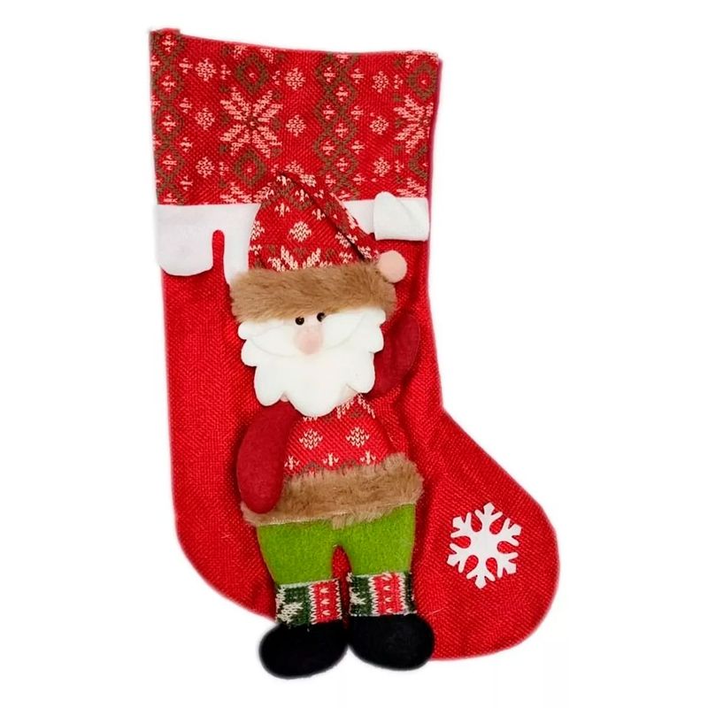 GENERICO - Bota Navideña Relieve 3d Mediana 30x20cm Decoración Navidad