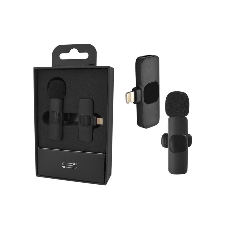 GENERICO - Micrófono De Solapa Inalámbrico K9 Compatible ¡Phone Negro