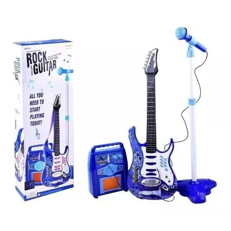 GENERICO - Guitarra Eléctrica Amplificador Y Micrófono MP3 Azul