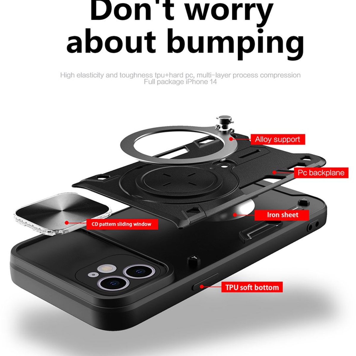 GENERICO - Funda Protección Cámara Con Soporte Compatible Oppo A58 Azul