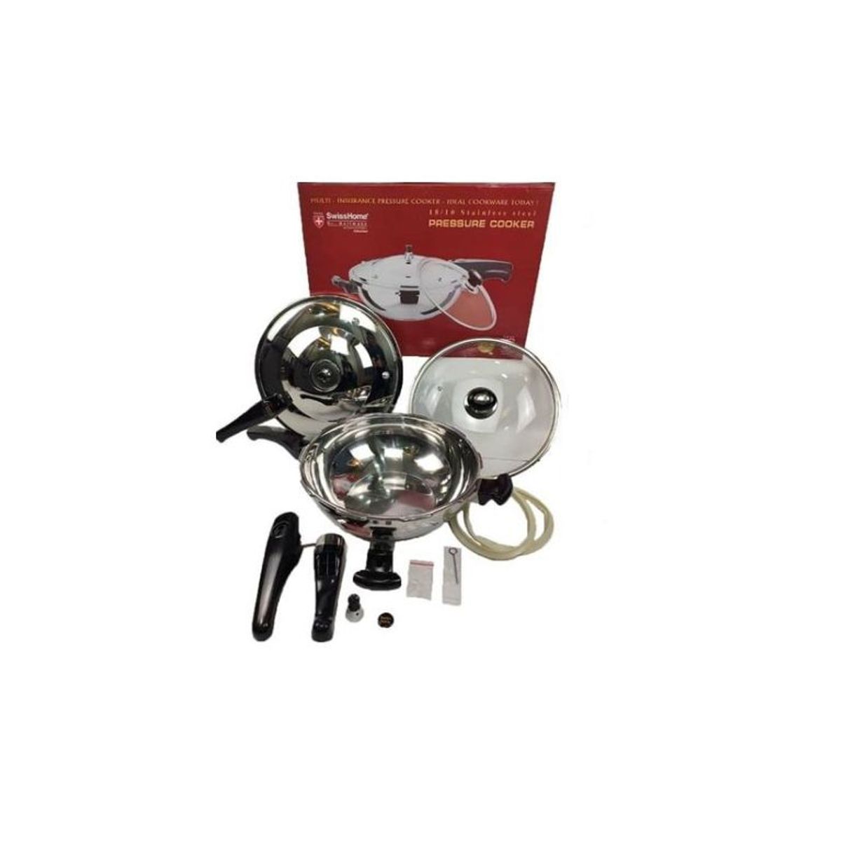 SWISSHOME DR HOFFMAN - Olla  Express Wook Swisshome  Sarten Doble Función + Kit de Repuestos