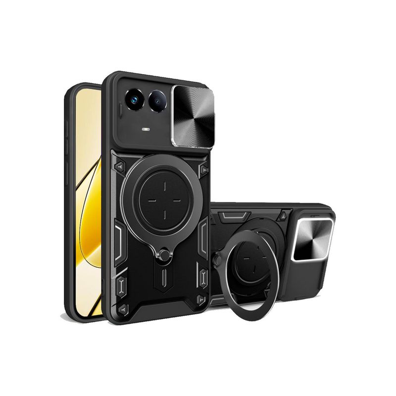 GENERICO - Funda Protección Cámara Con Soporte Compatible Realme 11 5G Negro