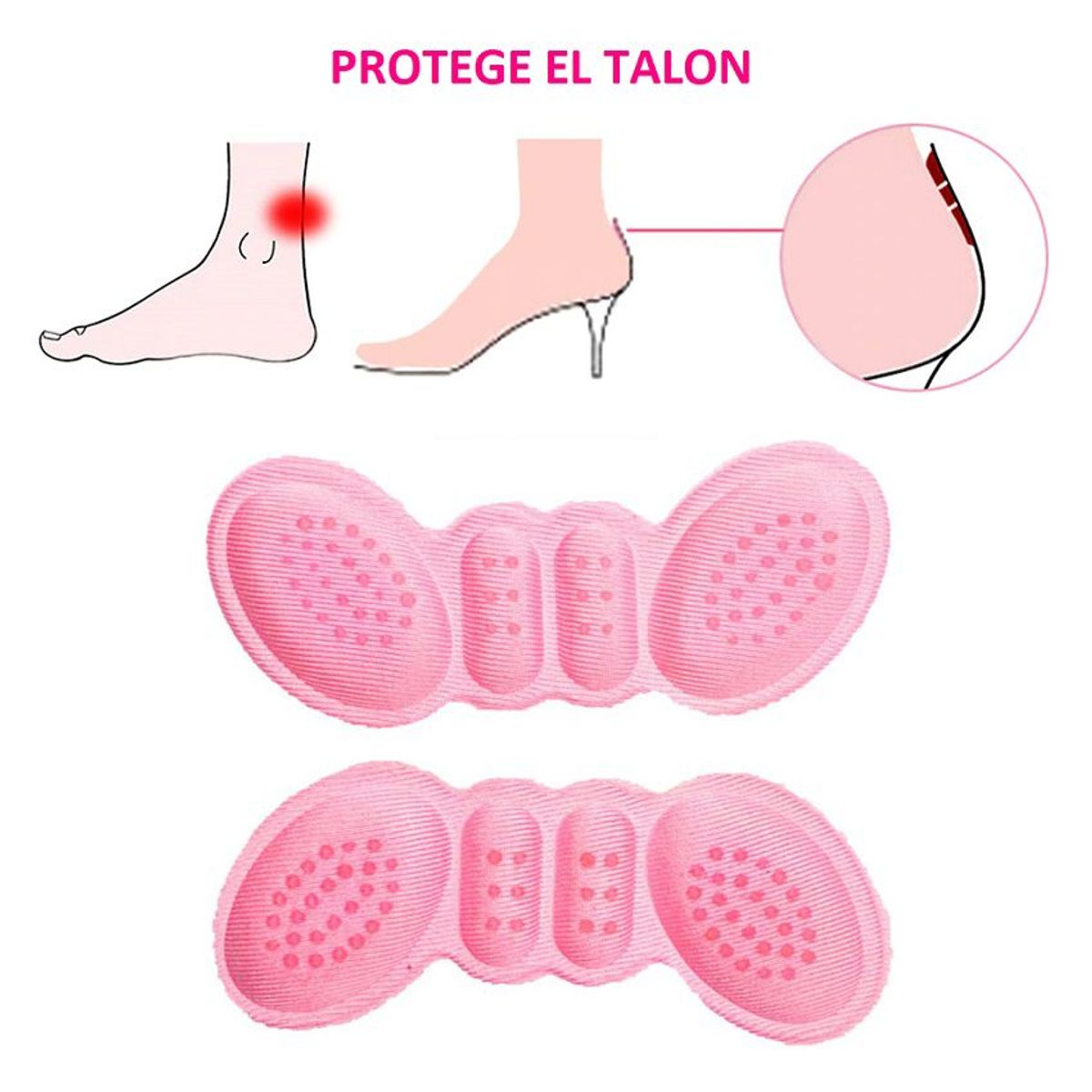 GENERICO - Almohadillas Talón Tacón Zapato Mujer Hombre Algodón