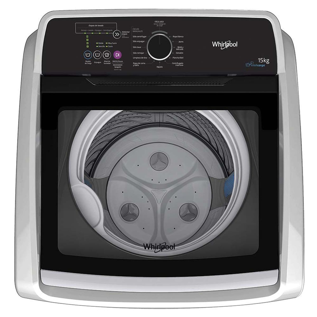 WHIRLPOOL - Lavadora whirlpool superior intelicarga intelidrive 15kg blanco