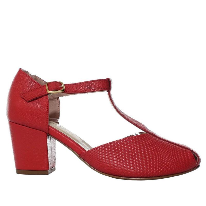 ZAVATTY - Sandalia tacon para mujer H-SABA ROJO CUERO ZAVATTY