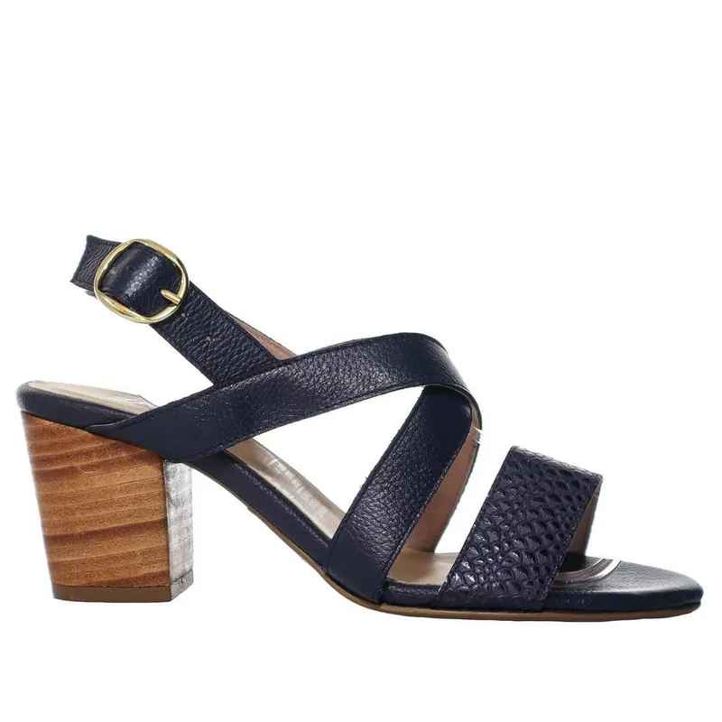 ZAVATTY - Sandalia tacon para mujer H-VANESA AZUL CUERO ZAVATTY
