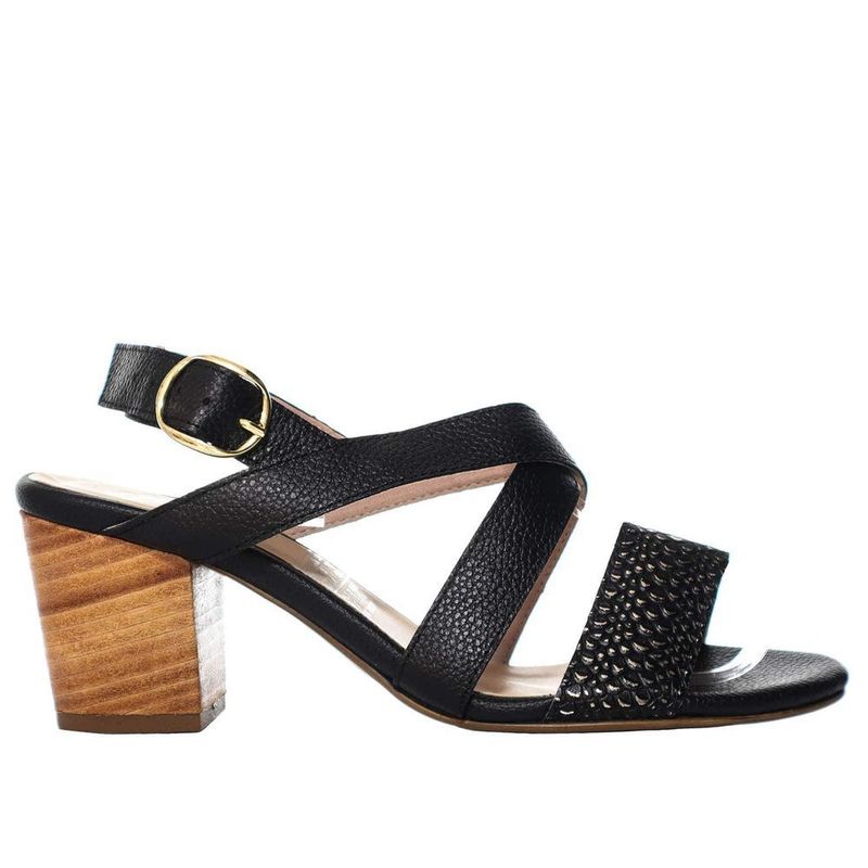 ZAVATTY - Sandalia tacon para mujer H-VANESA NEGRO CUERO ZAVATTY