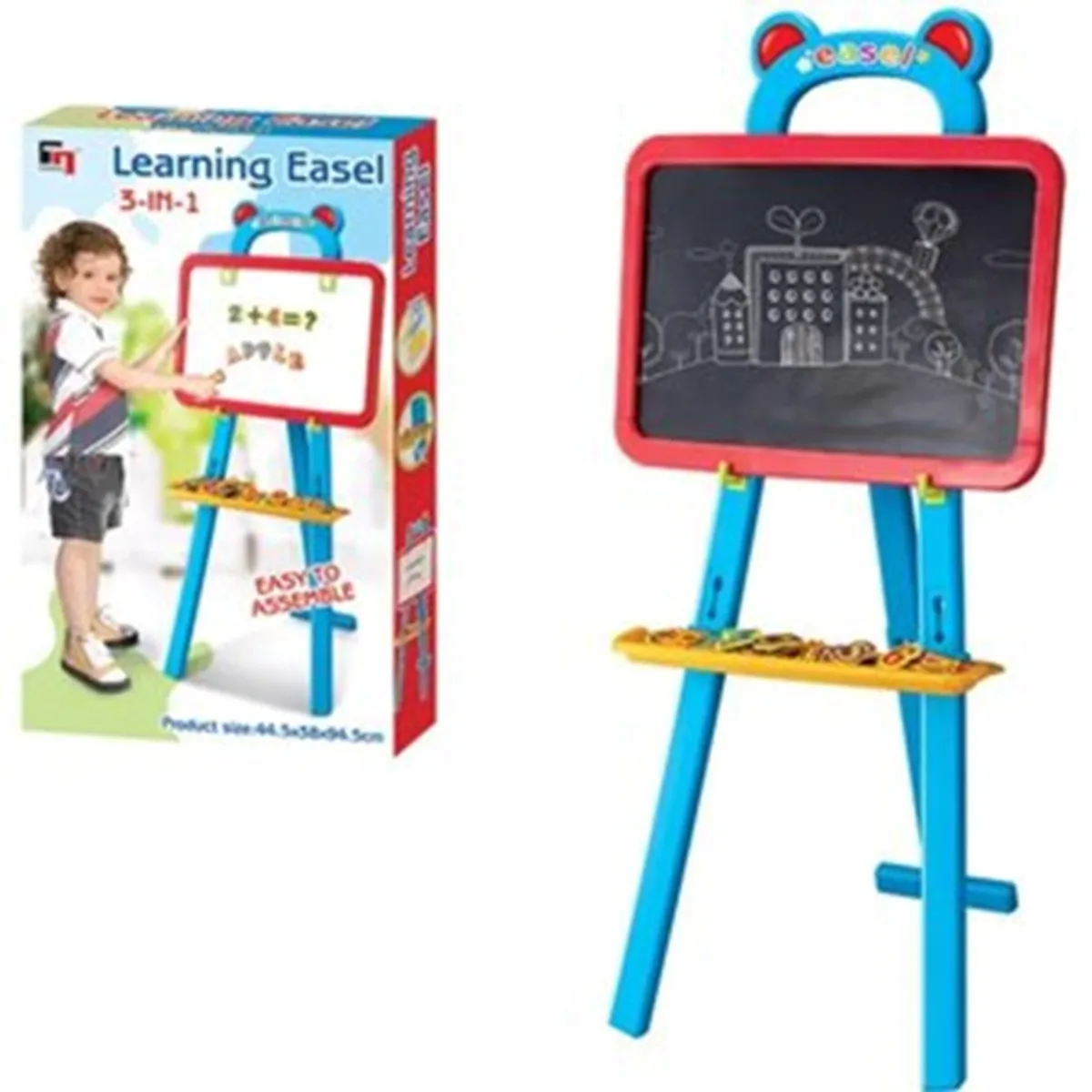 GENERICO - Tablero Infantil Acrílico Tiza Y Magnético Caballete Azul