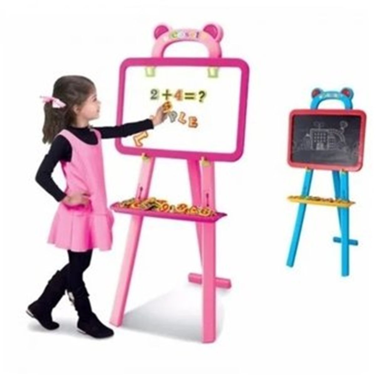 GENERICO - Tablero Infantil Acrílico Tiza Y Magnético Caballete Rosa