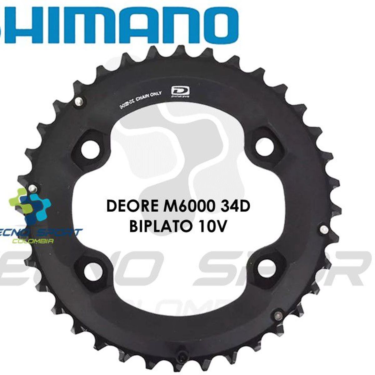 SHIMANO - Plato Coronilla Shimano Deore M6000 10v Biplato 34 Dientes
