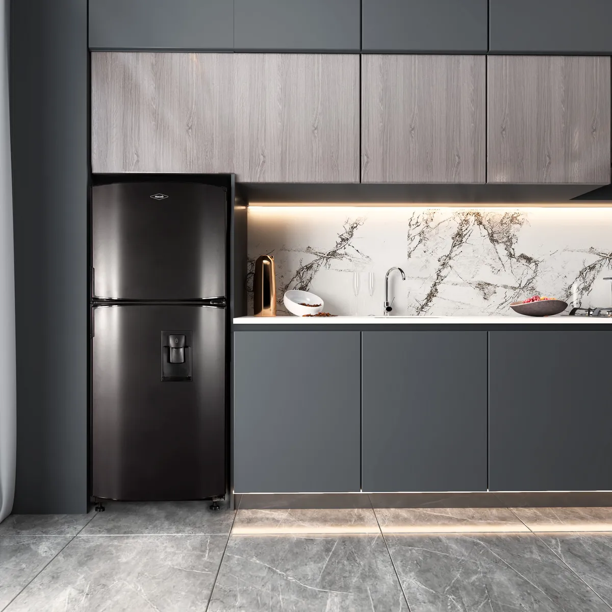 HACEB - Nevera Haceb No Frost 243 Litros - Manija Integrada - Gris plomo